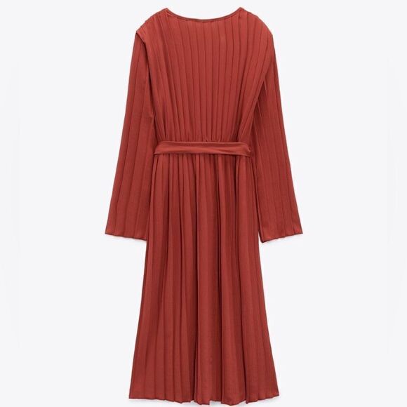 Zara Pleated Midi Dress New - Picture 3 of 9